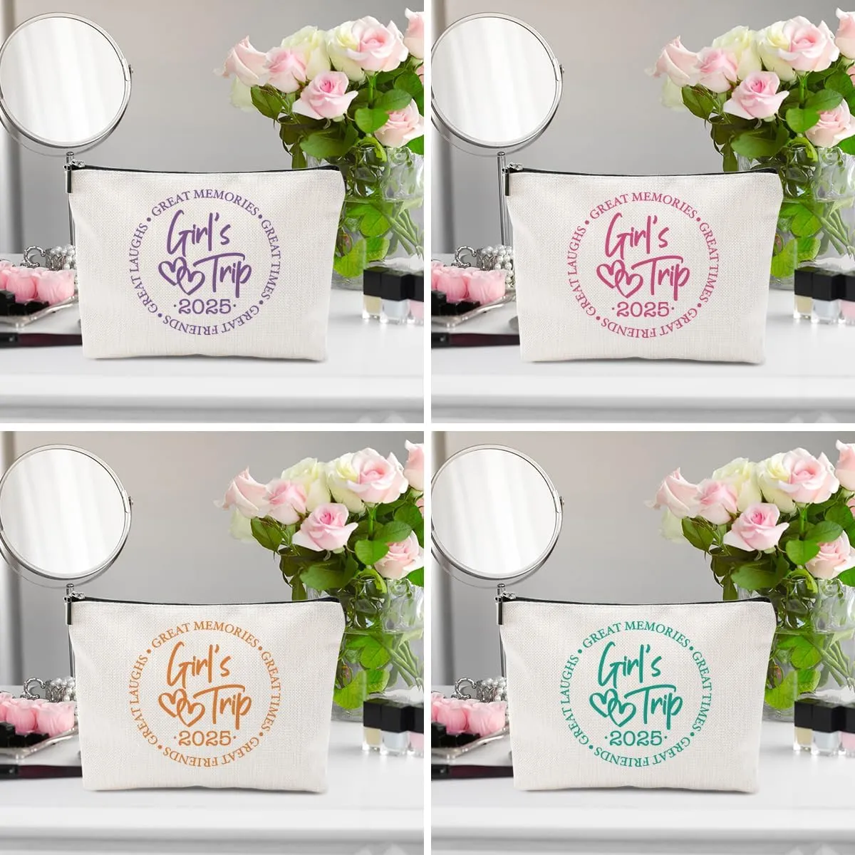 1 Pcs 3 Pcs 4 Pcs Makeup Bag, Girls Trip Gifts Favors Girls Weekend Gifts, Friendship Gifts for Women Bestie Bride