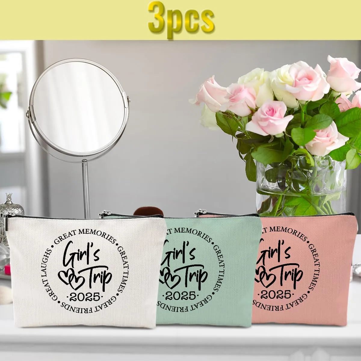 1 Pcs 3 Pcs 4 Pcs Makeup Bag, Girls Trip Gifts Favors Girls Weekend Gifts, Friendship Gifts for Women Bestie Bride