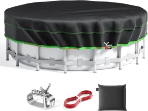 10 Ft Round Pool Cover, Solar Cover for Above Ground Pools, Heavy Duty Swimming Pool Cover Protector with Winch and Cable, Strong Tear Resistant Winter Pool Cover Ideal for Waterproof and Dustproof