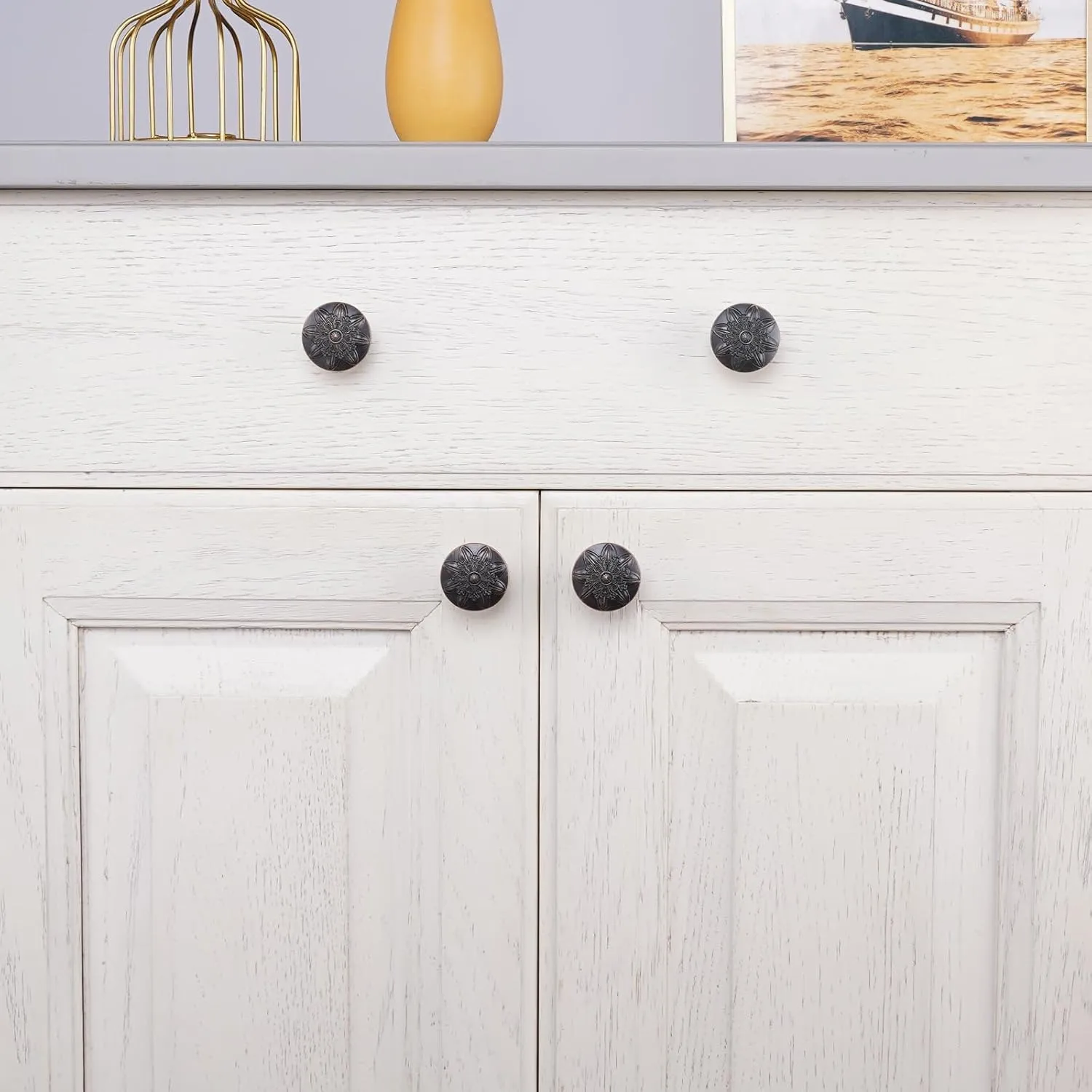 10 Pack Oil Rubbed Bronze Cabinet Hardware Knobs,1-2/5" Round Bronze Knobs Handles for Kitchen Cabinets and Drawers Antique Bronze Drawer Pulls
