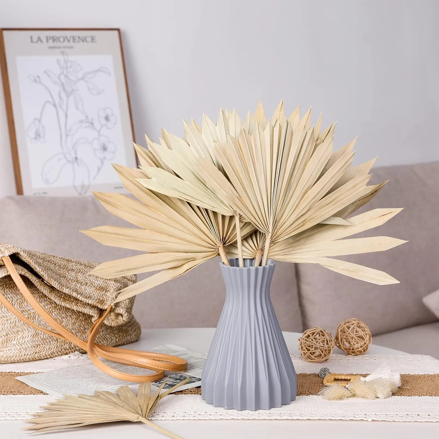 10 Pieces Large Dried Palm Leaves Decor Sun Palm Natural Dried Palm Fans Dried Palm Spears Gold Palm Leaf Dried Plants for Boho Wedding Bouquets Home Leaf Party Decorations( 10 Pieces )