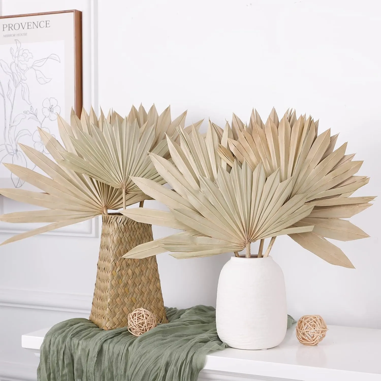 10 Pieces Large Dried Palm Leaves Decor Sun Palm Natural Dried Palm Fans Dried Palm Spears Gold Palm Leaf Dried Plants for Boho Wedding Bouquets Home Leaf Party Decorations( 10 Pieces )