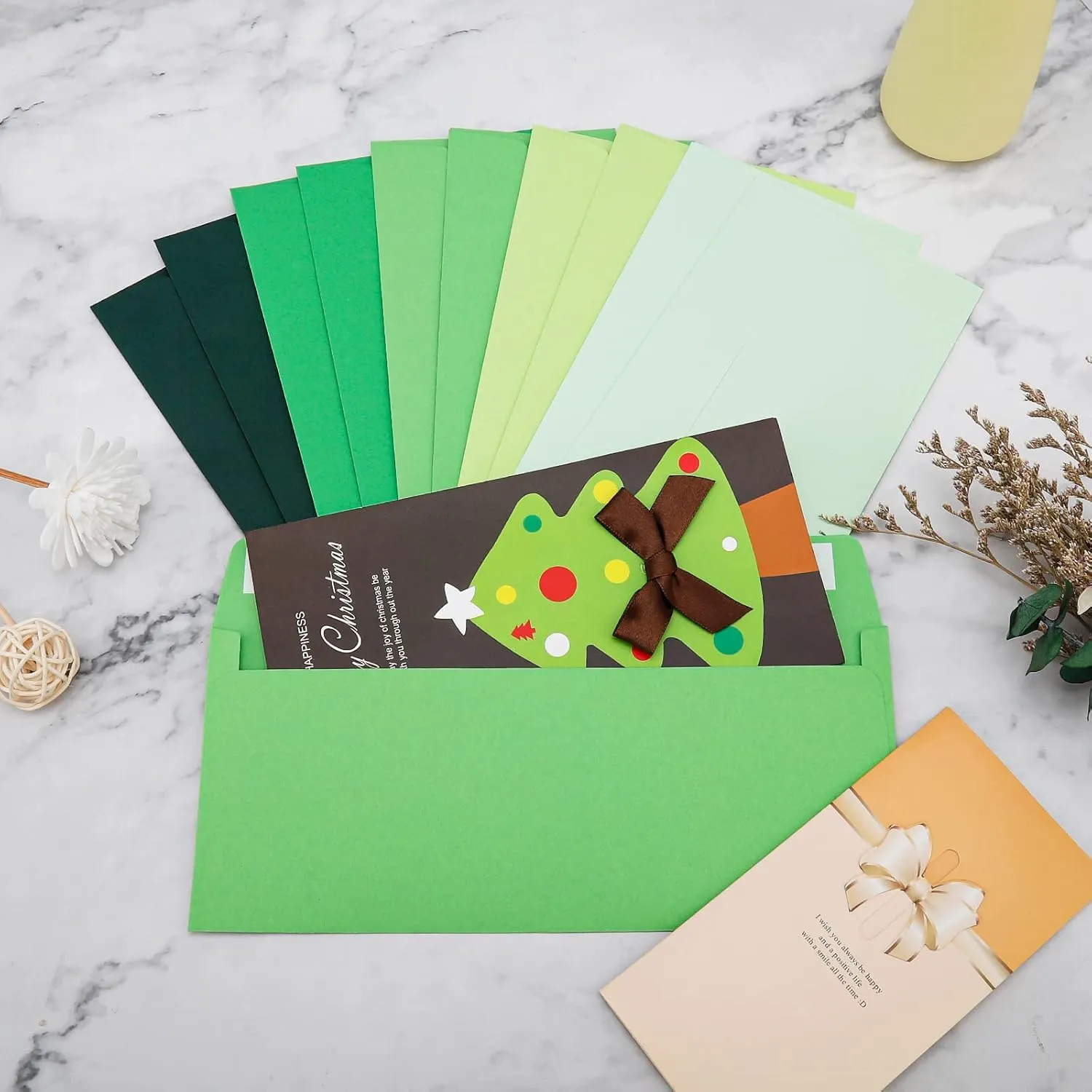 100 Pack Shade of Sage Green Envelopes #10 Business Envelopes Self adhesive 4-1/8 x 9-1/2 in Square Flap Mailing Envelopes for Office, Business Letterhead, Invoices, Personal Mailing, Letters