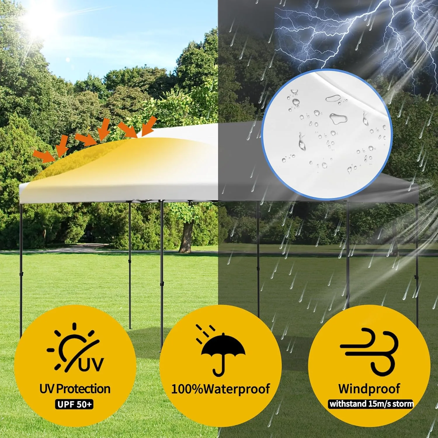 10x20 FT Canopy Party Tent with Wheeled Bag,Outdoor Waterproof Wedding Patio Gazebo W/ 6 Removable Sidewalls,Large Event Shelters W/Sandbags & Adjustable Height,for Party,Wedding,White