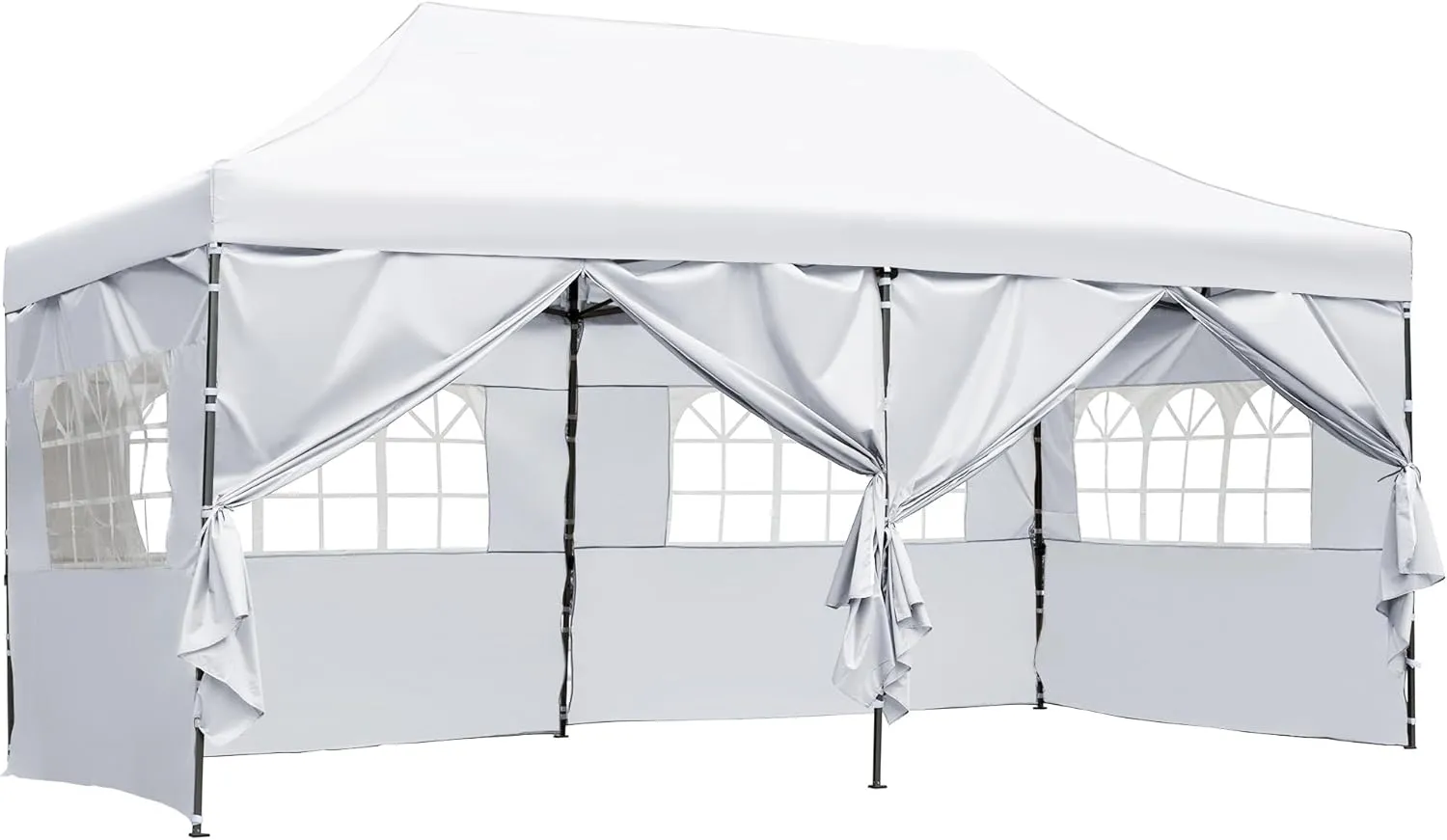 10x20 FT Canopy Party Tent with Wheeled Bag,Outdoor Waterproof Wedding Patio Gazebo W/ 6 Removable Sidewalls,Large Event Shelters W/Sandbags & Adjustable Height,for Party,Wedding,White