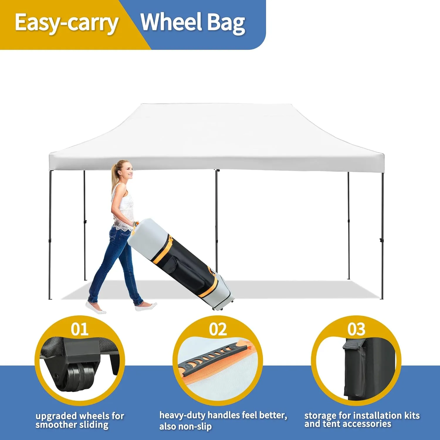 10x20 FT Canopy Party Tent with Wheeled Bag,Outdoor Waterproof Wedding Patio Gazebo W/ 6 Removable Sidewalls,Large Event Shelters W/Sandbags & Adjustable Height,for Party,Wedding,White