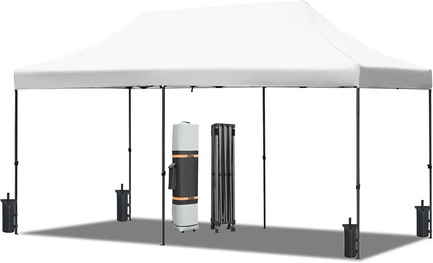 10x20 FT Canopy Party Tent with Wheeled Bag,Outdoor Waterproof Wedding Patio Gazebo W/ 6 Removable Sidewalls,Large Event Shelters W/Sandbags & Adjustable Height,for Party,Wedding,White