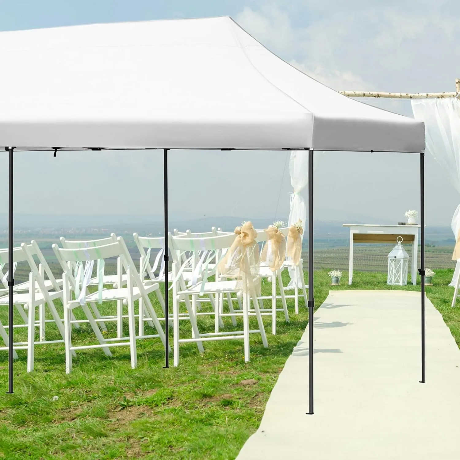 10x20 FT Canopy Party Tent with Wheeled Bag,Outdoor Waterproof Wedding Patio Gazebo W/ 6 Removable Sidewalls,Large Event Shelters W/Sandbags & Adjustable Height,for Party,Wedding,White