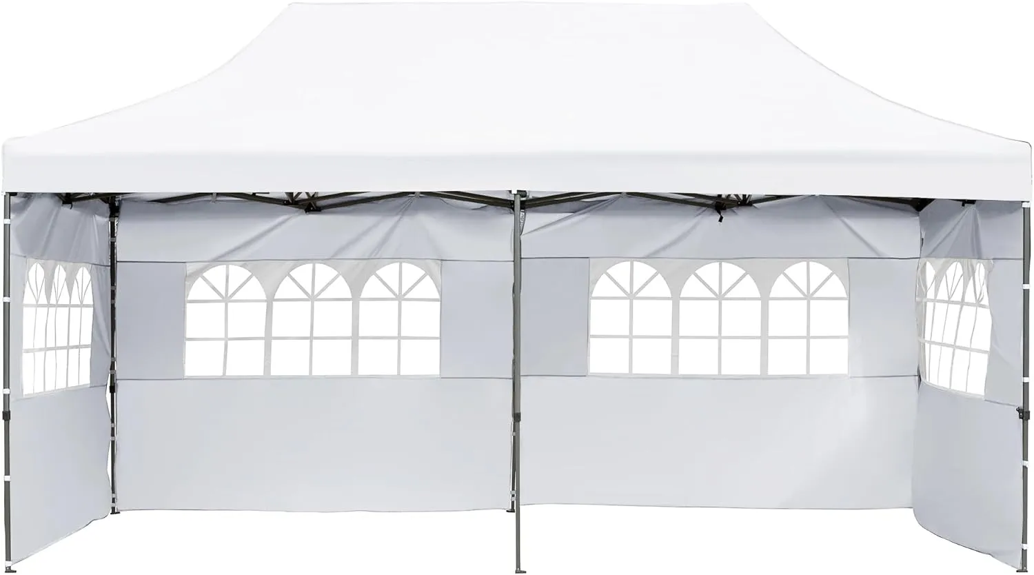10x20 FT Canopy Party Tent with Wheeled Bag,Outdoor Waterproof Wedding Patio Gazebo W/ 6 Removable Sidewalls,Large Event Shelters W/Sandbags & Adjustable Height,for Party,Wedding,White