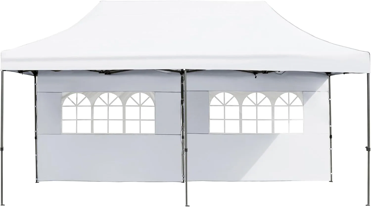 10x20 FT Canopy Party Tent with Wheeled Bag,Outdoor Waterproof Wedding Patio Gazebo W/ 6 Removable Sidewalls,Large Event Shelters W/Sandbags & Adjustable Height,for Party,Wedding,White