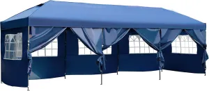 10x30 Pop Up Canopy with Sidewalls, Heavy Duty Outdoor Party Tent with Wheeled Bag, for Patio,Wedding, Backyard (Navy)