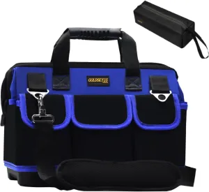 15IN Waterproof Tool Tote, Heavy Duty Bag With Shoulder Strap For Storage (Blue-15Inch)