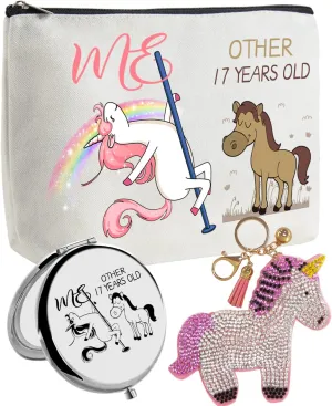 17th Birthday Gifts for Girls,Birthday Gifts for 17 Year Old Girl,17Th Birthday Gifts,17th Birthday Cosmetic Bag Pouch,17th Birthday Makeup Mirror,Gifts for 17 Year Old Girls Trendy 2024