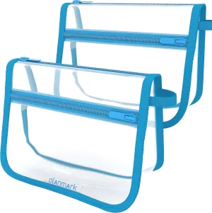 2 Pack TSA Approved Toiletry Bag - Quart Size Travel Bag for Toiletries - Reusable Clear Bag for Liquids - 311 Compliant Airplane Bag Blue