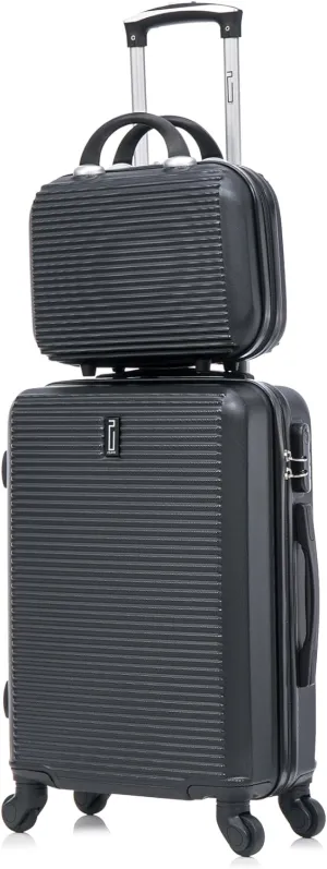 20 inch Cary-On Luggage   Cosmetic Bag with Hard Shell | 20" Ligthweight Cabin Approved Suitcase   Cosmetic Case | Carry on Luggage 22x14x9 Airline Approved | Black
