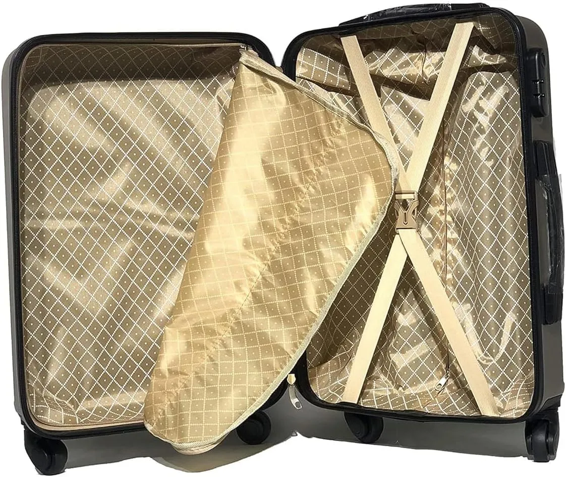 20 inch Cary-On Luggage   Cosmetic Bag with Hard Shell | 20" Ligthweight Cabin Approved Suitcase   Toiletry Bag | Carry on Luggage 22x14x9 Airline Approved | Champagne