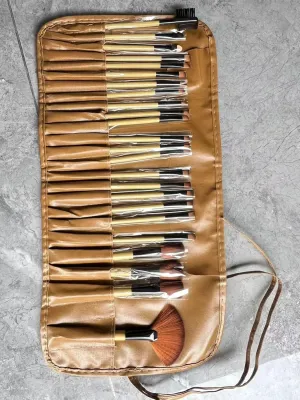 24 basic sets of brushes, loose powder brushes, blusher, eye shadow, beauty egg combination, makeup brush set(Golden)