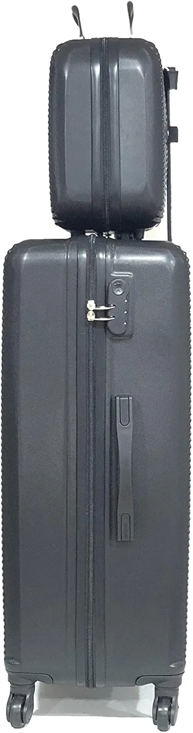 28 inch Large Suitcase   Cosmetic Case | 28" Large Lightweight ABS Hard Shell Luggage and Comestic Bag | 4 Wheels | Black