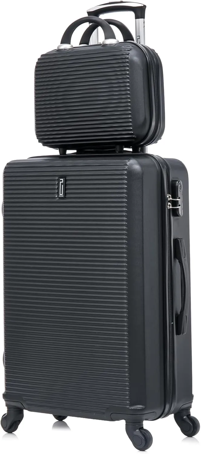 28 inch Large Suitcase   Cosmetic Case | 28" Large Lightweight ABS Hard Shell Luggage and Comestic Bag | 4 Wheels | Black
