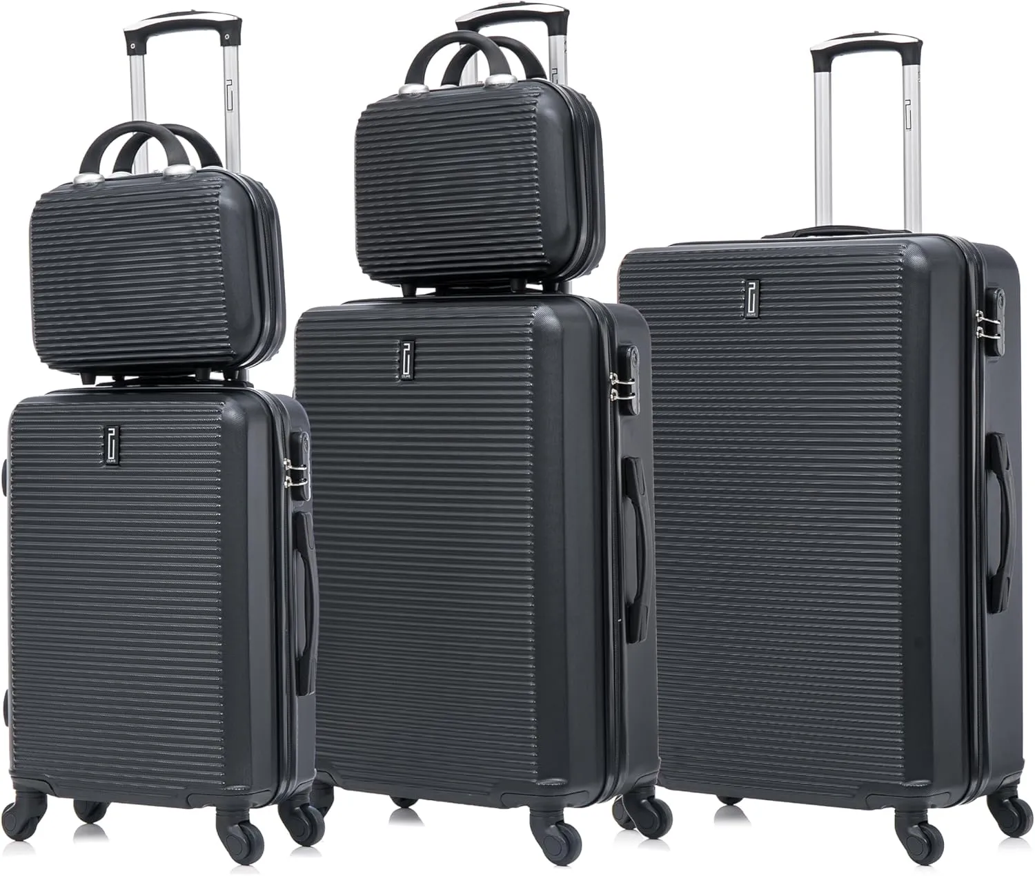 28 inch Large Suitcase   Cosmetic Case | 28" Large Lightweight ABS Hard Shell Luggage and Comestic Bag | 4 Wheels | Black