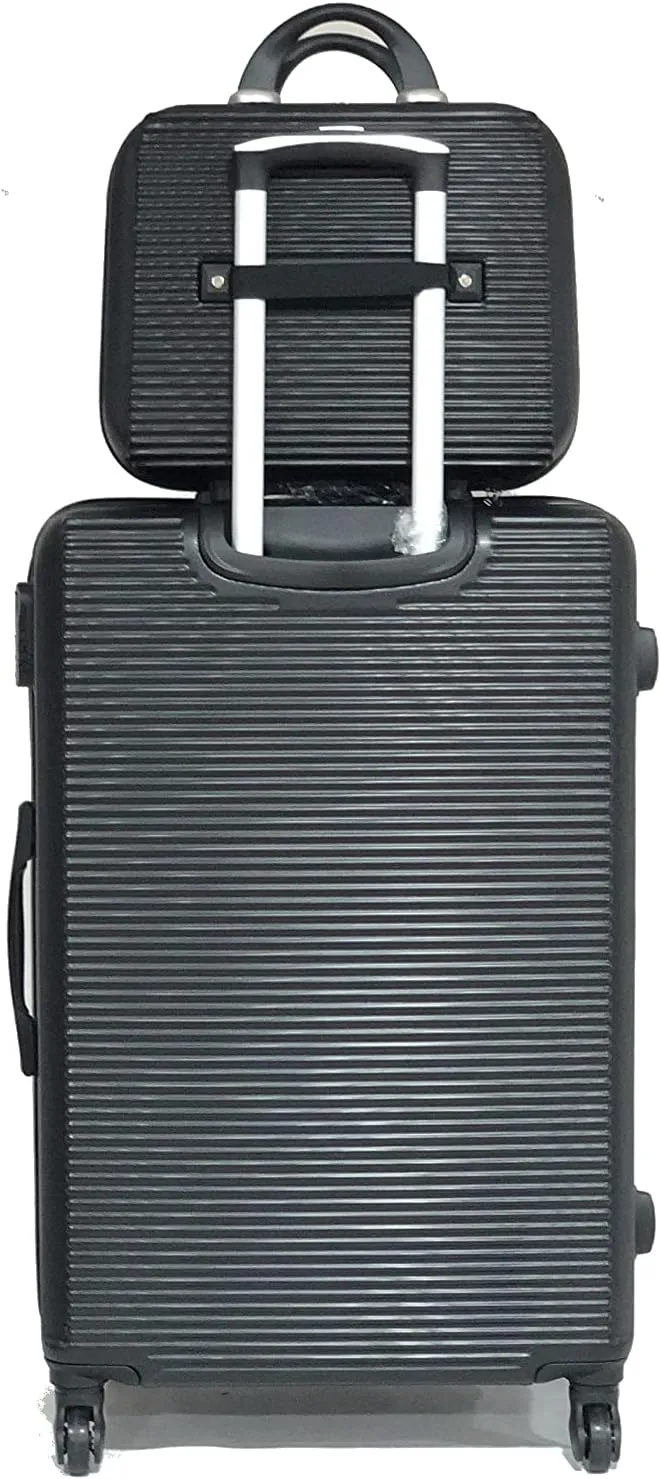 28 inch Large Suitcase   Cosmetic Case | 28" Large Lightweight ABS Hard Shell Luggage and Comestic Bag | 4 Wheels | Black