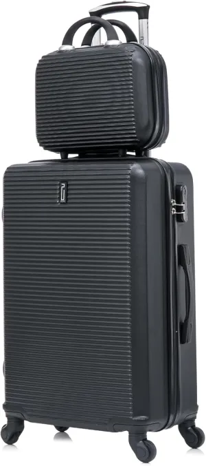 28 inch Large Suitcase   Cosmetic Case | 28" Large Lightweight ABS Hard Shell Luggage and Comestic Bag | 4 Wheels | Black