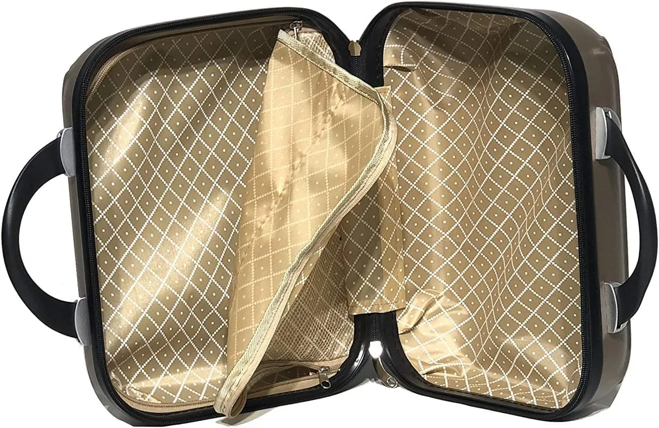 28 inch Large Suitcase   Cosmetic Case | 28" Large Lightweight ABS Hard Shell Luggage and Comestic Bag | 4 Wheels | Champagne