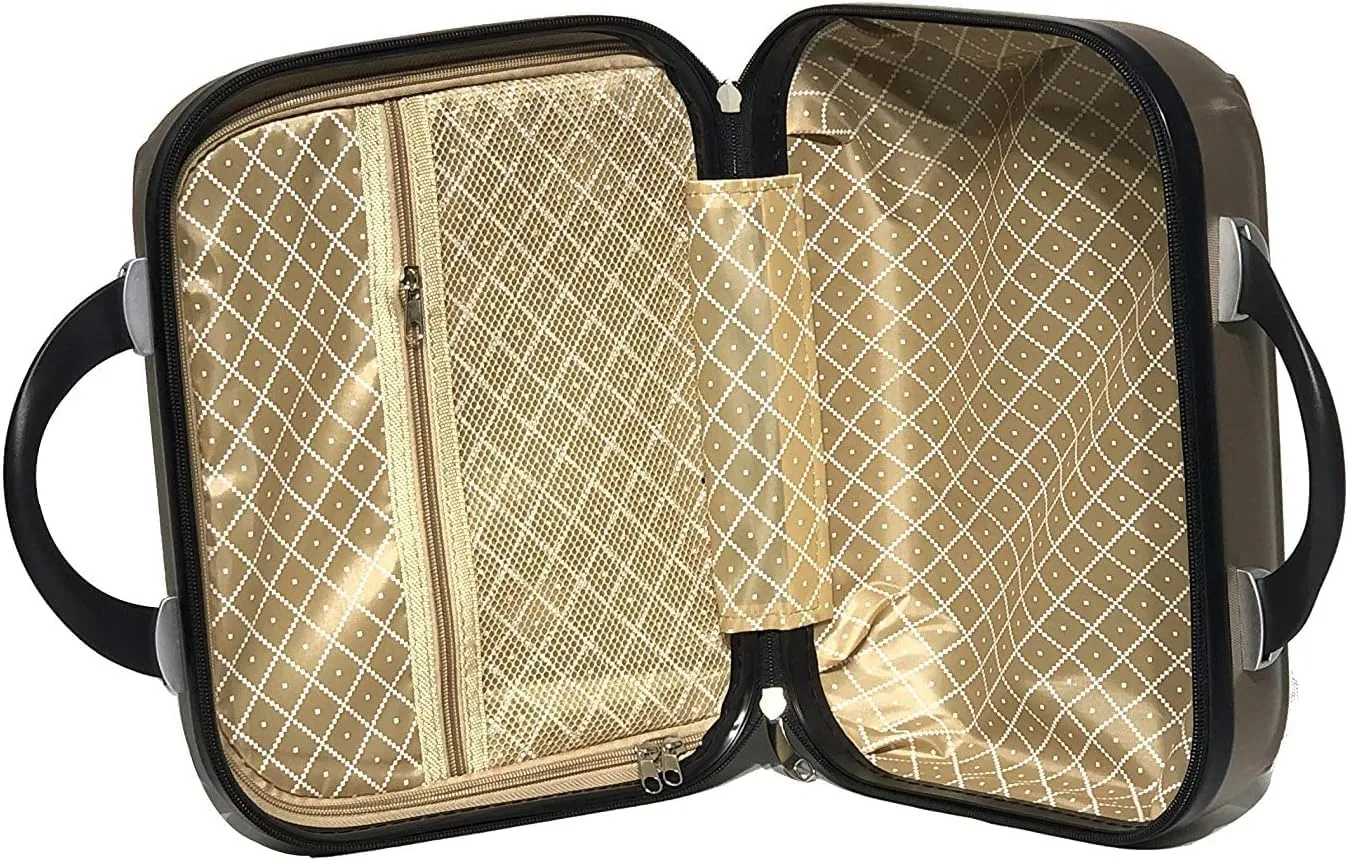 28 inch Large Suitcase   Cosmetic Case | 28" Large Lightweight ABS Hard Shell Luggage and Comestic Bag | 4 Wheels | Champagne