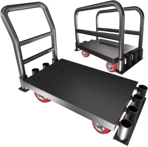 2IN1 Heavy Duty Panel Truck Cart,42" x 24" Flatbed Cart w/1Front&2 Side Handrails,2200 lbs Capacity Drywall Cart&Lumber Cart, Platform Truck w/2 Swivel Casters, All-Steel Hand Truck,Push Cart