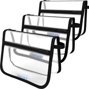 3 Pack TSA Approved Toiletry Bag - Quart Size Travel Bag for Toiletries - Reusable Clear Bag for Liquids - 311 Compliant Airplane Bag Black