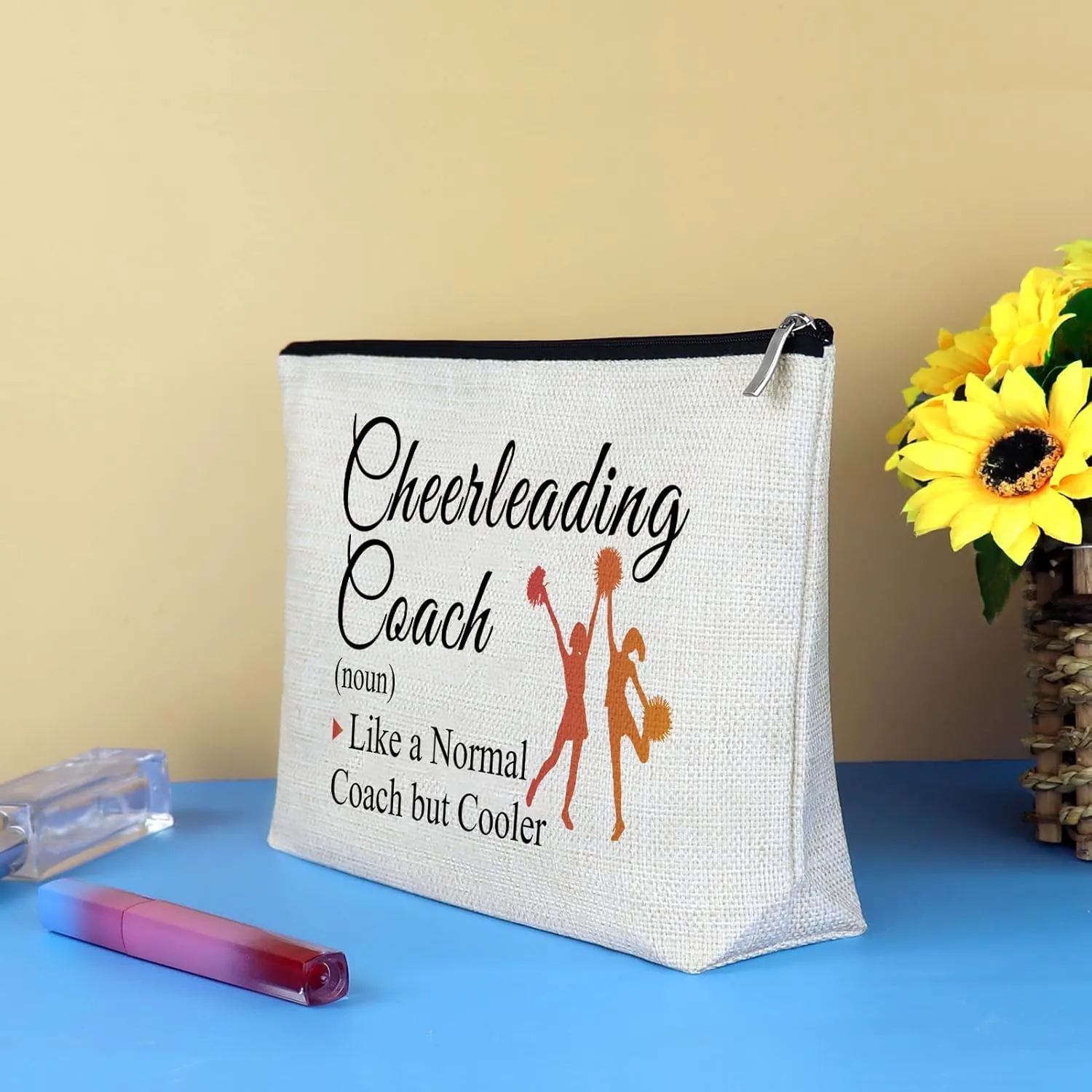 3 Pcs Cheerleading Cheer Coach Gift Makeup Bag for Women Cheer Mom Appreciation Gift Cheerleader Thank You Present Mother's Day Birthday Christmas Graduation Present Travel Cosmetic Bag Pouch