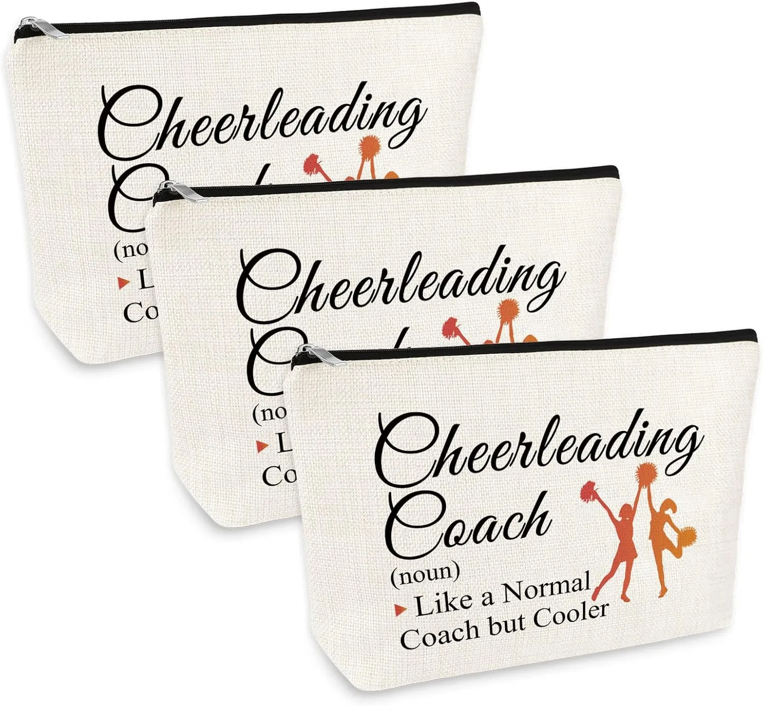 3 Pcs Cheerleading Cheer Coach Gift Makeup Bag for Women Cheer Mom Appreciation Gift Cheerleader Thank You Present Mother's Day Birthday Christmas Graduation Present Travel Cosmetic Bag Pouch