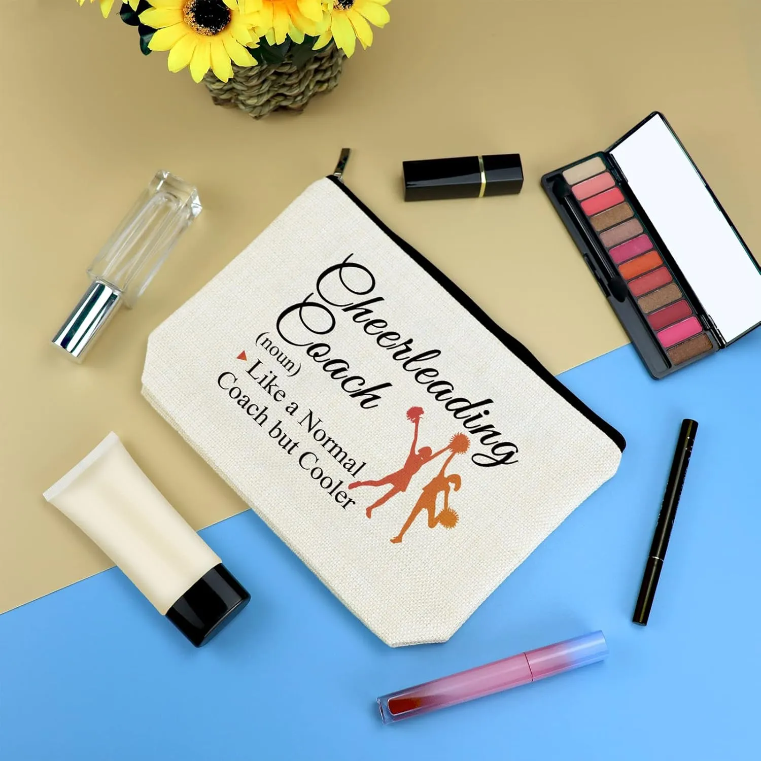 3 Pcs Cheerleading Cheer Coach Gift Makeup Bag for Women Cheer Mom Appreciation Gift Cheerleader Thank You Present Mother's Day Birthday Christmas Graduation Present Travel Cosmetic Bag Pouch