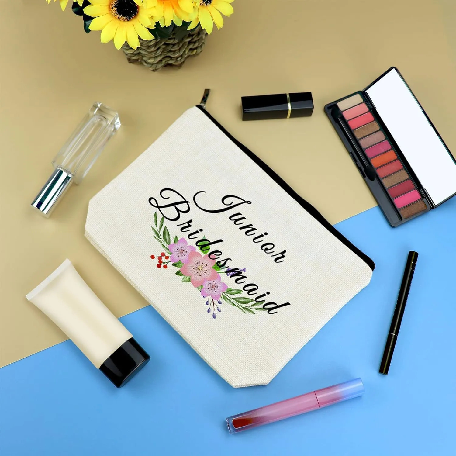 3 Pcs Junior Bridesmaid Gifts Makeup Bag Wedding Party Bachelorette Party Present for Bridesmaid Cosmetic Bag Maid of Honor Gift Bridal Show Present for Junior Bridesmaids Travel Toiletry Pouch