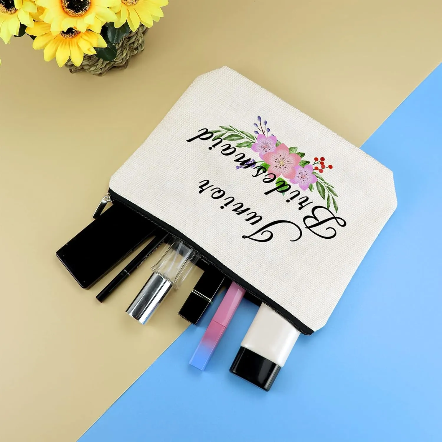 3 Pcs Junior Bridesmaid Gifts Makeup Bag Wedding Party Bachelorette Party Present for Bridesmaid Cosmetic Bag Maid of Honor Gift Bridal Show Present for Junior Bridesmaids Travel Toiletry Pouch