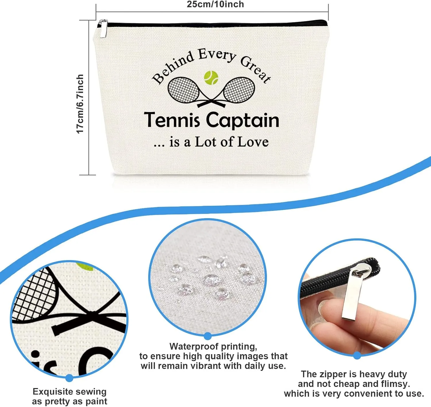 3 Pcs Tennis Captain Gifts for Women Cosmetic Bag Tennis Gifts Tennis Player Gifts Makeup Bag Tennis Team Captain Gift Birthday Christmas Thanksgiving Gift for Tennis Coach Captain Tennis Lover Gifts