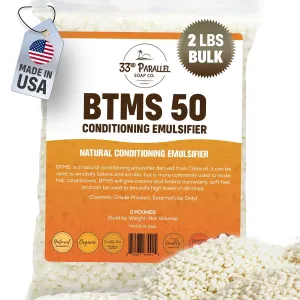 33rd PARALLEL | BTMS 50 (2 lbs / 32 oz) Bulk Conditioning Emulsifier | 100% Natural Plant Derived | Behentrimonium Methosulfate Cetearyl Alcohol Emulsifying Conditioner | Product of USA (2 POUNDS)