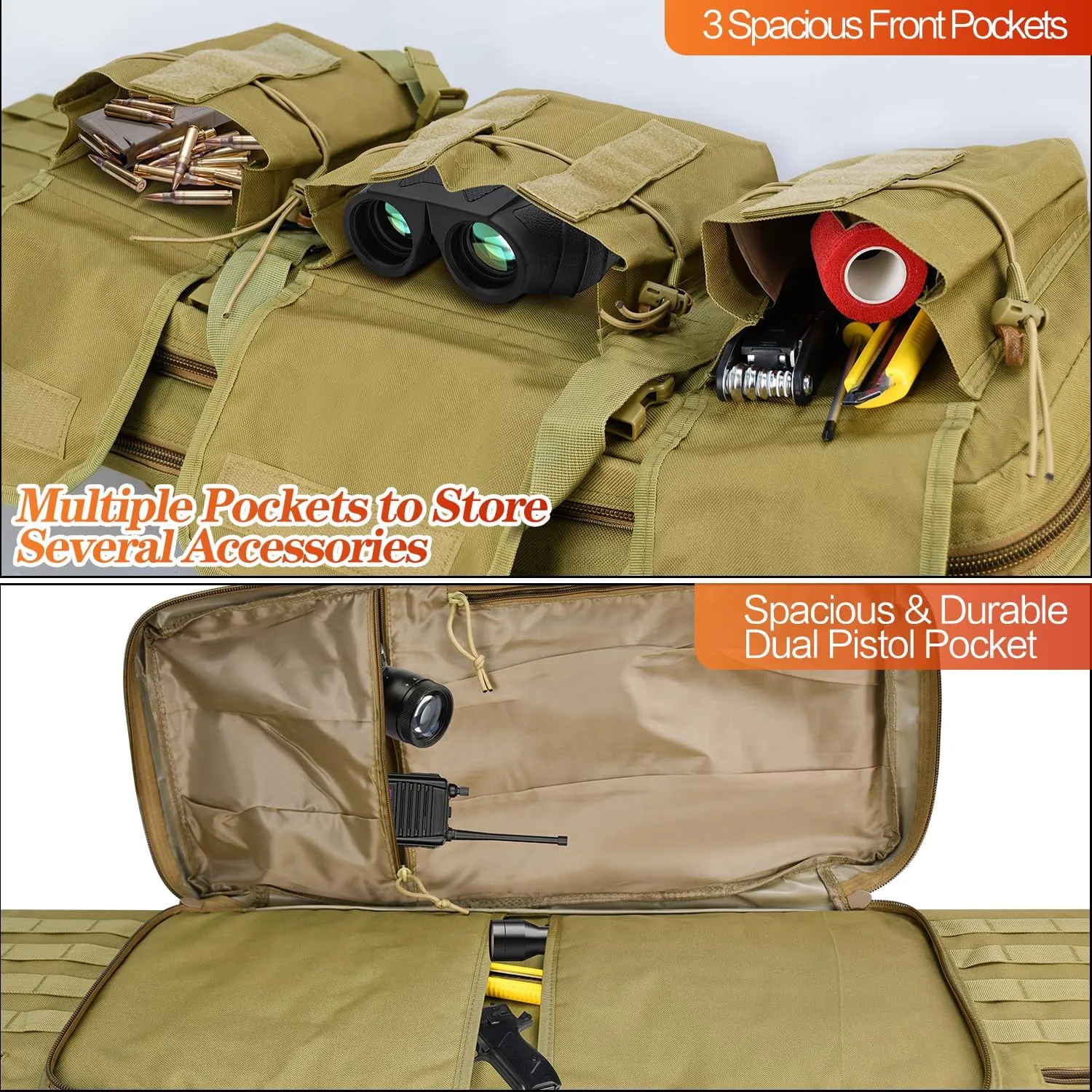 36/42/46in Double Rifle Case, Tactical Long Rifle Backpack, Portable Shotgun Case for Firearm Storage and Transportation, Suitable for Outdoor Hunting Shooting