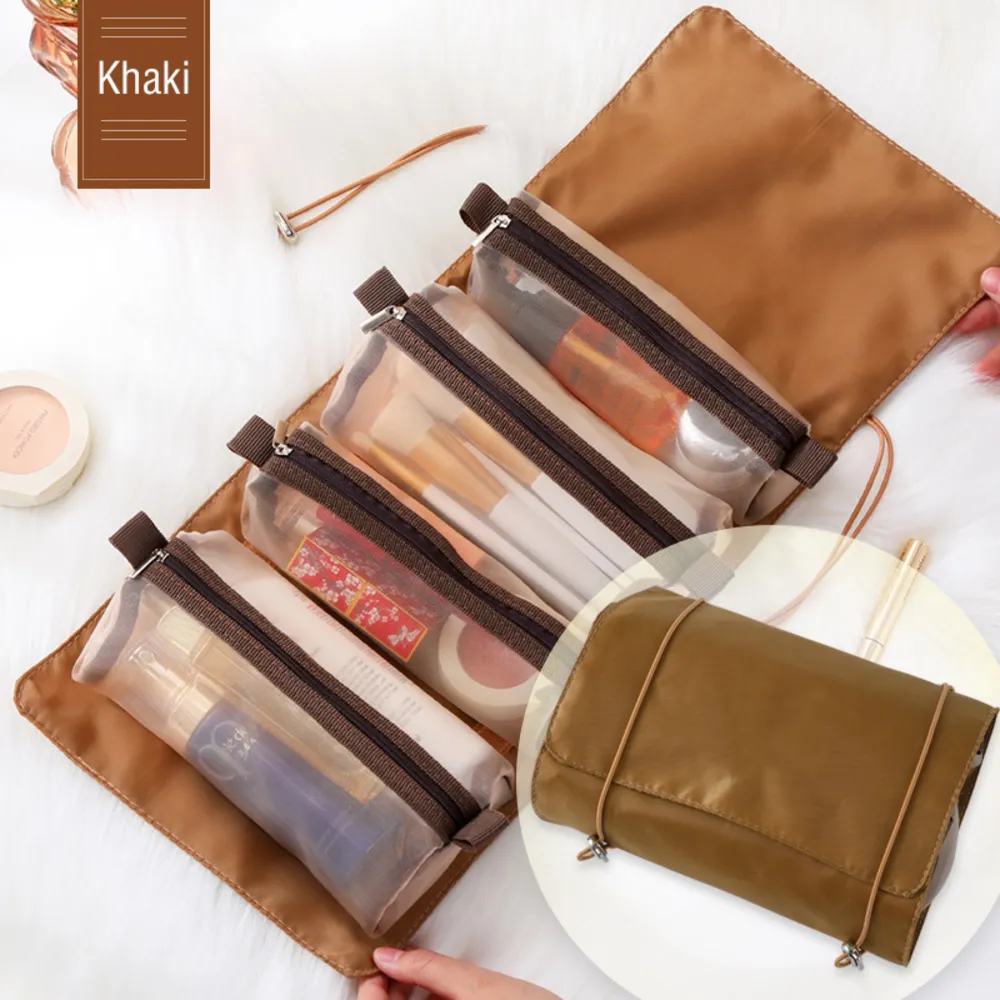 4-In-1 Multifunctional Women Cosmetic Bag Travel Organizer Foldable Nylon Wash Storage Bag