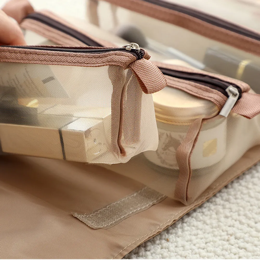4-In-1 Multifunctional Women Cosmetic Bag Travel Organizer Foldable Nylon Wash Storage Bag