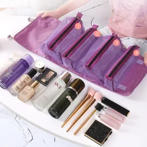 4-In-1 Multifunctional Women Cosmetic Bag Travel Organizer Foldable Nylon Wash Storage Bag