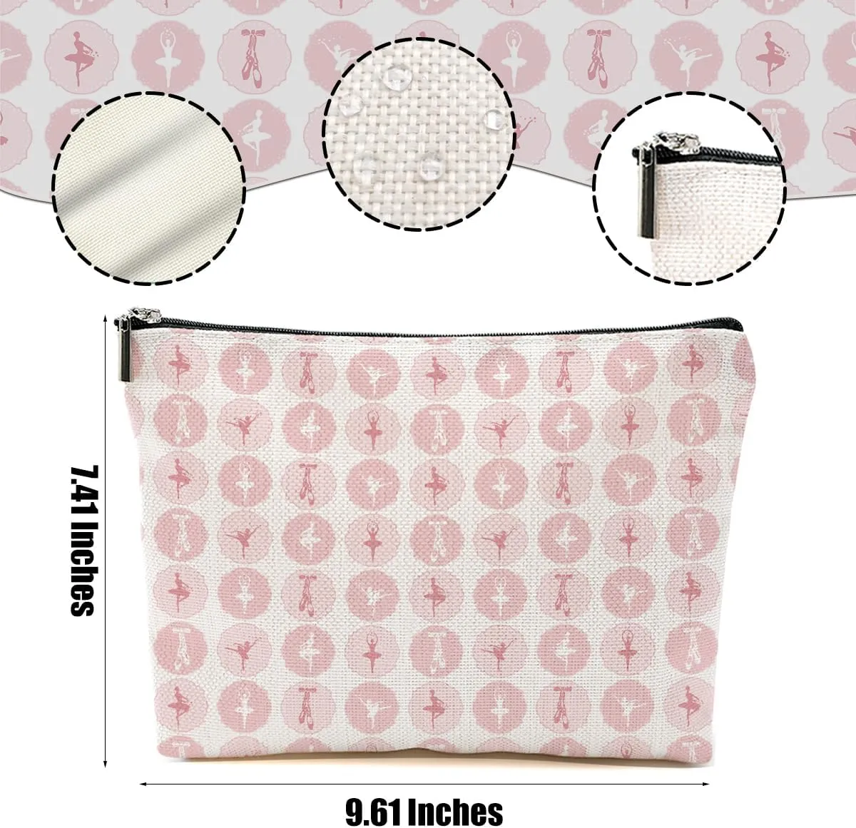 4 Packs Ballerina Makeup Bag Ballet Gifts Cosmetic Bag Dancer Gifts Friendship Gifts Dance Recital Gifts for Girls Women Sister Travel Organizer Zipper Pouch Christmas Thanksgiving Birthday Gifts