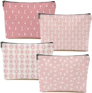 4 Packs Ballerina Makeup Bag Ballet Gifts Cosmetic Bag Dancer Gifts Friendship Gifts Dance Recital Gifts for Girls Women Sister Travel Organizer Zipper Pouch Christmas Thanksgiving Birthday Gifts