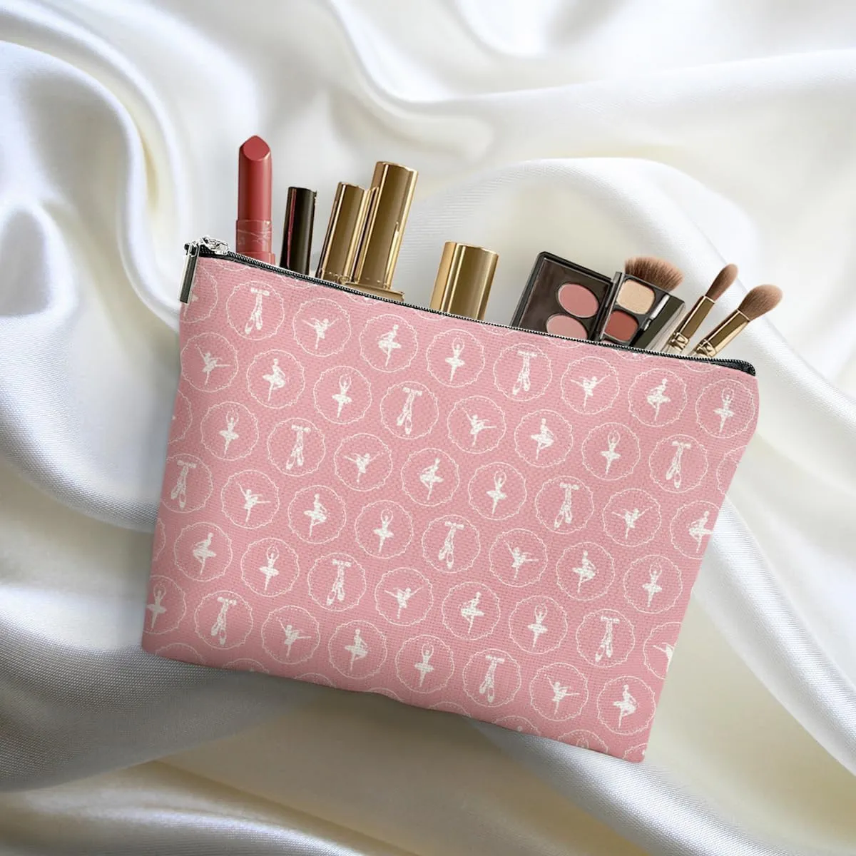 4 Packs Ballerina Makeup Bag Ballet Gifts Cosmetic Bag Dancer Gifts Friendship Gifts Dance Recital Gifts for Girls Women Sister Travel Organizer Zipper Pouch Christmas Thanksgiving Birthday Gifts