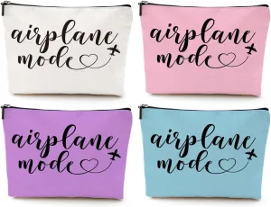 4PCS Funny Airplane Travel Gifts for Women Makeup Bag Travel Essentials Cosmetic Bag Traveling Toiletry Bags Flight Vacation Gifts for Girls Sister Travelers Girls Trip Birthday Christmas Mothers Day