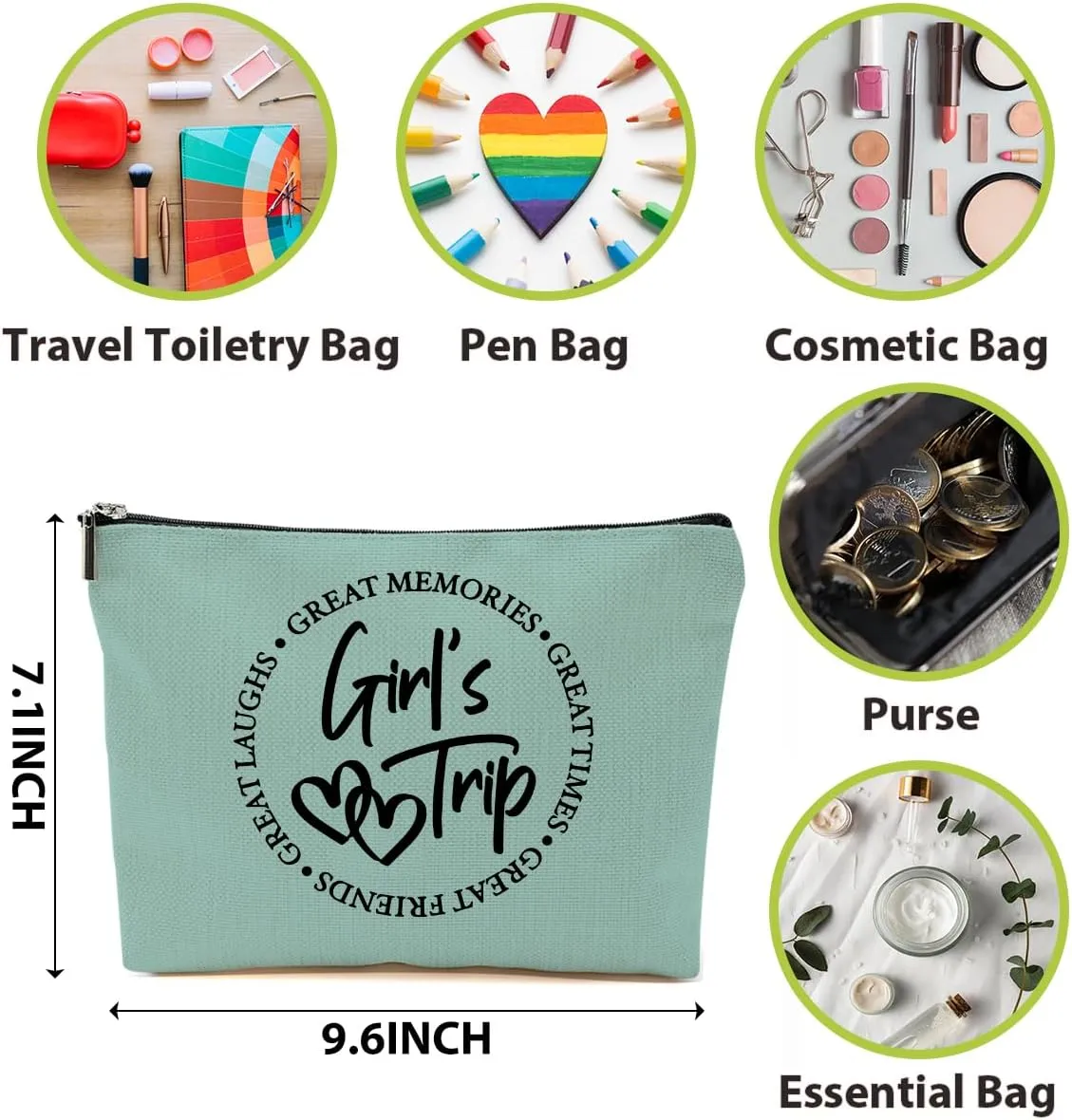 5 Pcs Girls Trip Gifts Favors, Girls Weekend Gifts Makeup Bag, Bestie Gifts Weekend Bag Travel Gifts Vacation Cosmetic Bag, Friendship Gifts for Women Bride, Graduation Wedding Gifts Toiletry Bag