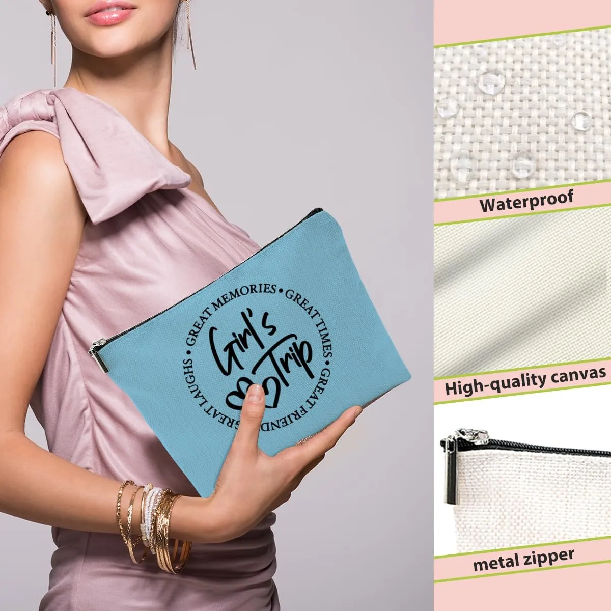 5 Pcs Girls Trip Gifts Favors, Girls Weekend Gifts Makeup Bag, Bestie Gifts Weekend Bag Travel Gifts Vacation Cosmetic Bag, Friendship Gifts for Women Bride, Graduation Wedding Gifts Toiletry Bag
