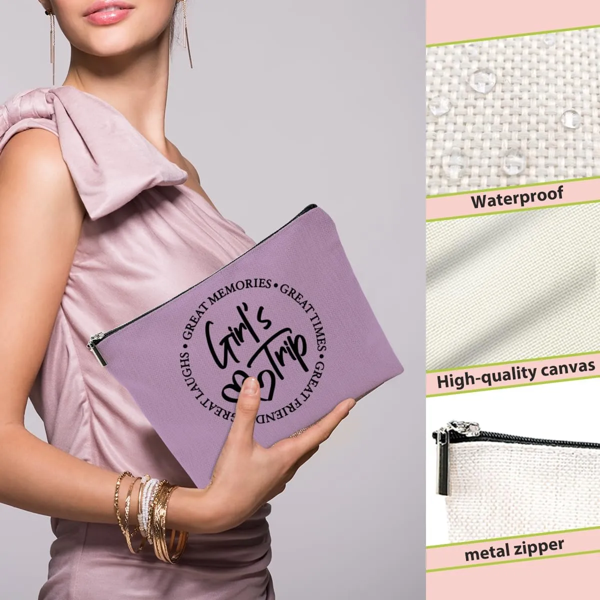 5 Pcs Girls Trip Gifts Favors, Girls Weekend Gifts Makeup Bag, Bestie Gifts Weekend Bag Travel Gifts Vacation Cosmetic Bag, Friendship Gifts for Women Sisters, Graduation Wedding Gifts Toiletry Bag