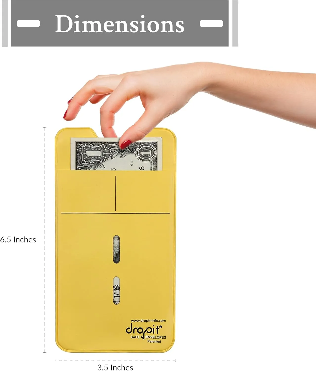 50 Green Reuseable, Heavy-Duty Vinyl Dropit Safe Envelope for Depositing of Currency and Money, Size 50, Green
