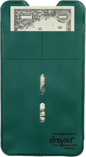 50 Green Reuseable, Heavy-Duty Vinyl Dropit Safe Envelope for Depositing of Currency and Money, Size 50, Green